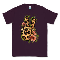 Plum Leopard Floral Peace Sign Classic Tee - Jasminsmagicworld