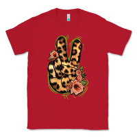 Red Leopard Floral Peace Sign Classic Tee - Jasminsmagicworld