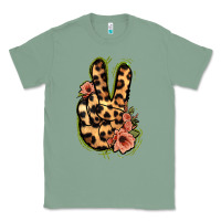 Sage Leopard Floral Peace Sign Classic Tee - Jasminsmagicworld
