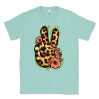 Seafoam Leopard Floral Peace Sign Classic Tee - Jasminsmagicworld