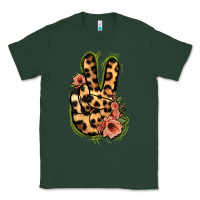 Sports Green Leopard Floral Peace Sign Classic Tee - Jasminsmagicworld