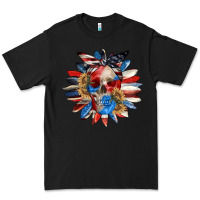 Black 4th of July sunflower skull 4th of july Premium Tee - CowGirlArtShop