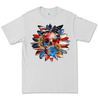 Dove Grey 4th of July sunflower skull 4th of july Premium Tee - CowGirlArtShop