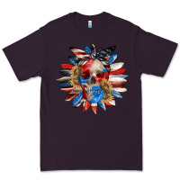 Plum 4th of July sunflower skull 4th of july Premium Tee - CowGirlArtShop
