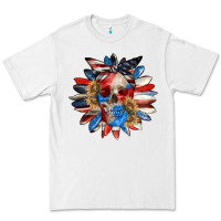 White 4th of July sunflower skull 4th of july Premium Tee - CowGirlArtShop