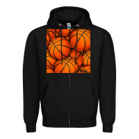Black basketball seamless pattern Zipper Hoodie - BundleAndBundleShop