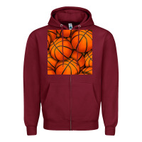 Burgundy basketball seamless pattern Zipper Hoodie - BundleAndBundleShop