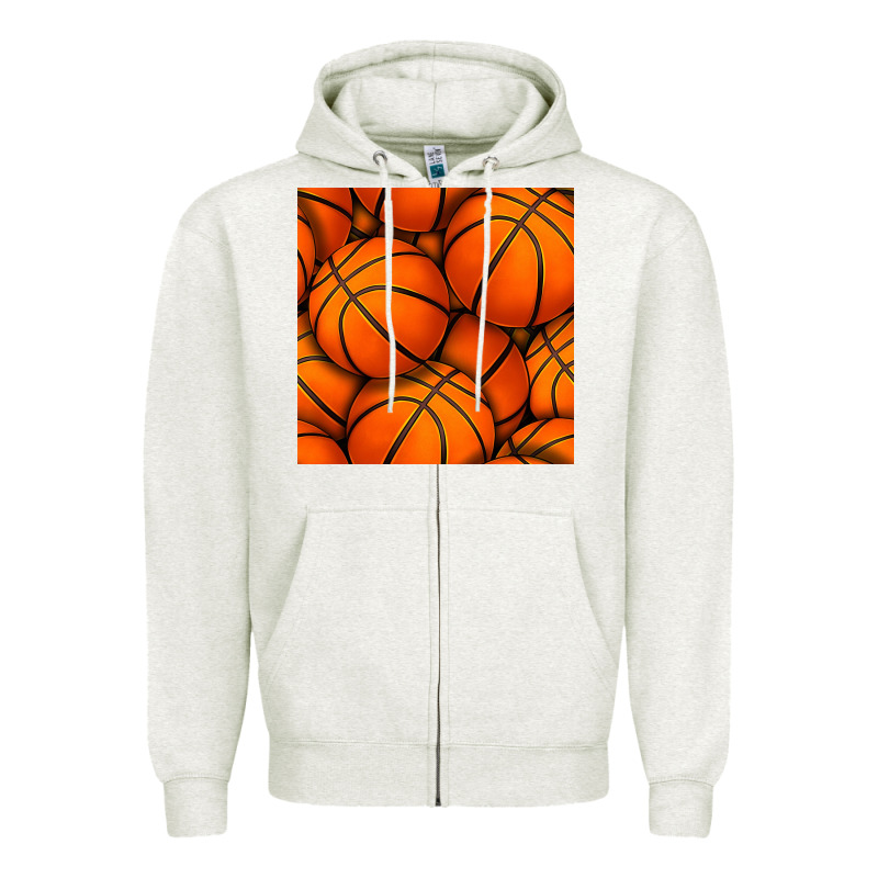 Basketball Seamless Pattern Zipper Hoodie by BundleAndBundleShop | Teevron