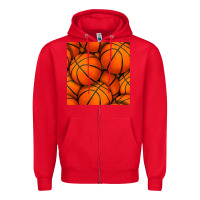 Red basketball seamless pattern Zipper Hoodie - BundleAndBundleShop