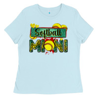 Baby Blue softball mini with leopard Ladies Tee - Zillion Design Studio