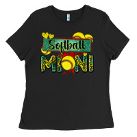 Black softball mini with leopard Ladies Tee - Zillion Design Studio