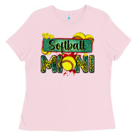 Bubblegum Pink softball mini with leopard Ladies Tee - Zillion Design Studio