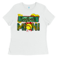 White softball mini with leopard Ladies Tee - Zillion Design Studio