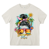 Cream summer vibes messy bun Heavy Core Tee - BarkalooDesign
