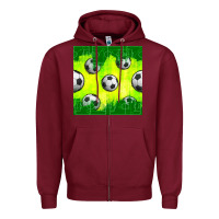 Burgundy soccer balls with field  and tactics seamless pattern Zipper Hoodie - BundleAndBundleShop