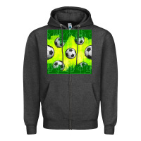 Charcoal Heather soccer balls with field  and tactics seamless pattern Zipper Hoodie - BundleAndBundleShop