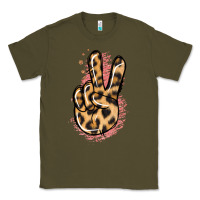 Army Green Pink Glitter Leopard Peace Sign Classic Tee - Jasminsmagicworld