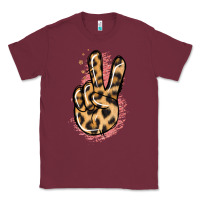 Burgundy Pink Glitter Leopard Peace Sign Classic Tee - Jasminsmagicworld