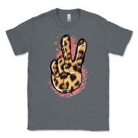 Charcoal Heather Pink Glitter Leopard Peace Sign Classic Tee - Jasminsmagicworld