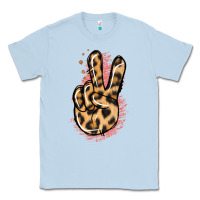 Dusty Blue Pink Glitter Leopard Peace Sign Classic Tee - Jasminsmagicworld
