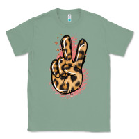 Sage Pink Glitter Leopard Peace Sign Classic Tee - Jasminsmagicworld