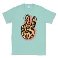Seafoam Pink Glitter Leopard Peace Sign Classic Tee - Jasminsmagicworld