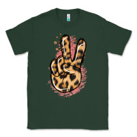 Sports Green Pink Glitter Leopard Peace Sign Classic Tee - Jasminsmagicworld