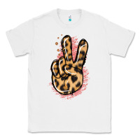 White Pink Glitter Leopard Peace Sign Classic Tee - Jasminsmagicworld
