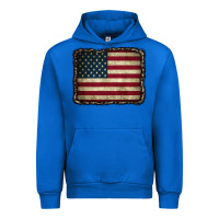 Cobalt American Flag With Leopard Frame Urban Hoodie - CowCowDesign