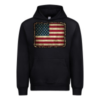 Foreset Green American Flag With Leopard Frame Urban Hoodie - CowCowDesign
