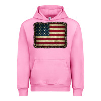 Fuchsia Pink American Flag With Leopard Frame Urban Hoodie - CowCowDesign