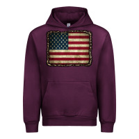 Mauve Wine American Flag With Leopard Frame Urban Hoodie - CowCowDesign