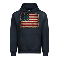 Navy American Flag With Leopard Frame Urban Hoodie - CowCowDesign