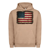 Pigment Burro American Flag With Leopard Frame Urban Hoodie - CowCowDesign