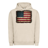 Pigment French Oak American Flag With Leopard Frame Urban Hoodie - CowCowDesign