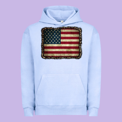 American Flag With Leopard Frame Urban Hoodie Designed By Cowcowdesign