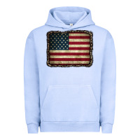 Pigment Grape Ice American Flag With Leopard Frame Urban Hoodie - CowCowDesign