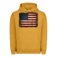 Pigment Peanut Butter American Flag With Leopard Frame Urban Hoodie - CowCowDesign