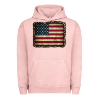 Pigment Salmon American Flag With Leopard Frame Urban Hoodie - CowCowDesign