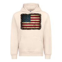 Sandshell American Flag With Leopard Frame Urban Hoodie - CowCowDesign