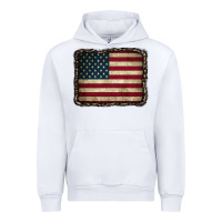 White American Flag With Leopard Frame Urban Hoodie - CowCowDesign