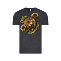 Vintage Black bear head sunflowers Vintage Tee - NancyCooperArtShop