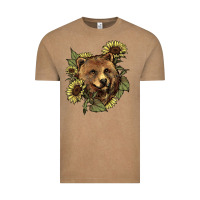Vintage Coffee bear head sunflowers Vintage Tee - NancyCooperArtShop