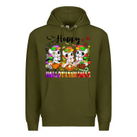 Army Green happy hallothanksmas unicorns Premium Hoodie - texasbilliewilder