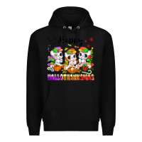 Black happy hallothanksmas unicorns Premium Hoodie - texasbilliewilder