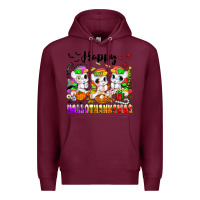 Burgundy happy hallothanksmas unicorns Premium Hoodie - texasbilliewilder
