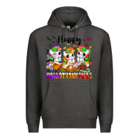 Charcoal Heather happy hallothanksmas unicorns Premium Hoodie - texasbilliewilder