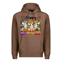 Chestnut happy hallothanksmas unicorns Premium Hoodie - texasbilliewilder