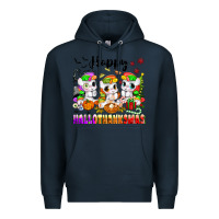 Navy happy hallothanksmas unicorns Premium Hoodie - texasbilliewilder