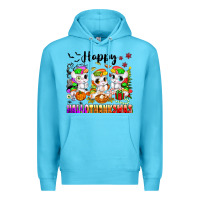 Ocean Blue happy hallothanksmas unicorns Premium Hoodie - texasbilliewilder
